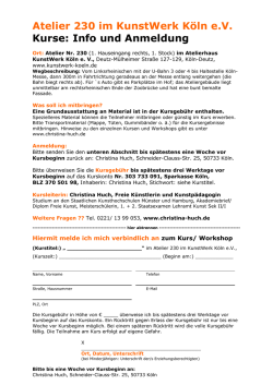 Info und Anmeldung - Christina Huch - Arbeiten