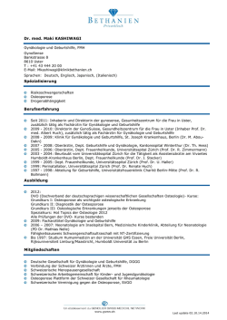 Dr. med. Maki KASHIWAGI Sp&eacute;zialisierung Berufserfahrung