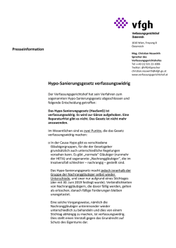 Hypo-Sanierungsgesetz verfassungswidrig