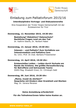 Einladung zum Palliativforum 2015/16