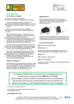 Informationen f&uuml;r St&auml;dtereisen