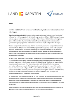 Draft 2 Carinthia and ECSEL JU Join Forces and Combine Funding