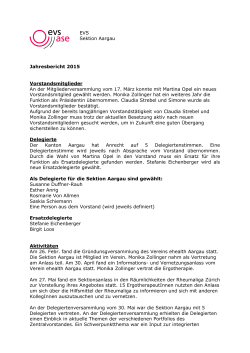 EVS Sektion Aargau Jahresbericht 2015 Vorstandsmitglieder An der