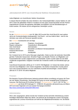 Jahresbericht 2015 von AvenirSocial Sektion Graub&uuml;nden