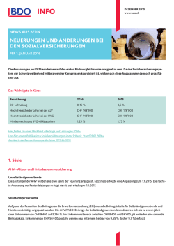 neuerungen und änderungen beI den sozIalversIcherungen