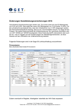 Änderungen Sozialleistungsversicherungen 2016
