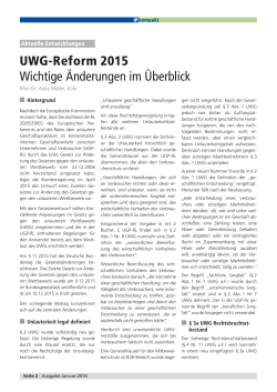 UWG-Reform 2015 Wichtige Änderungen im Überblick