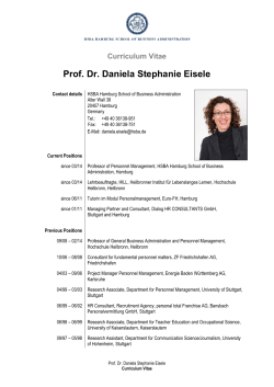 Curriculum Vitae Prof. Dr. Daniela Stephanie Eisele
