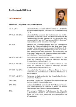 Dr. Stephanie B&ouml;&szlig; M. A. a Lebenslauf Berufliche T&auml;tigkeiten und