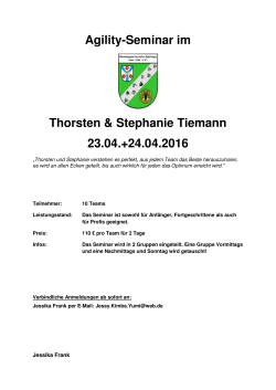Agility-Seminar im Thorsten & Stephanie Tiemann 23.04.+24.04.2016