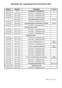 Dienstplan 2016 Jugendfeuerwehr