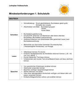 Mindestanforderungen 1. Schulstufe