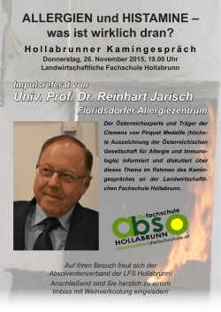 ALLERGIEN und HISTAMINE – was ist wirklich dran? Univ. Prof. Dr