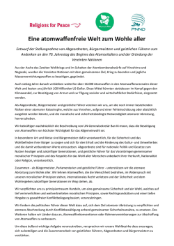 Eine atomwaffenfreie Welt zum Wohle aller