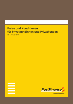 Preise und Konditionen f&uuml;r Privatkunden PostFinance