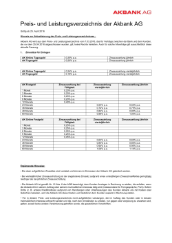 Preis- und Leistungsverzeichnis der Akbank AG