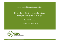 Biomethan – Beitrag zur zukünftigen Energieversorgung in Europa