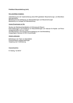 Praktikant Steuerabteilung (w/m) Ihre zukünftigen Aufgaben