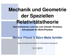 Mechanik und Geometrie der Speziellen Relativitätstheorie