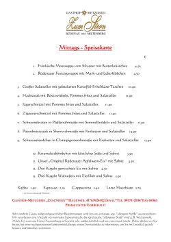 Mittags - Speisekarte