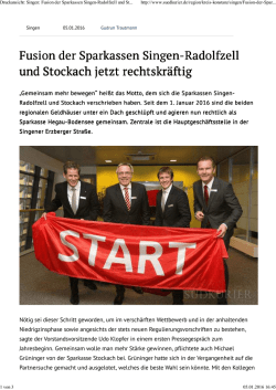 Fusion der Sparkassen Singen-Radolfzell und Stockach jetzt