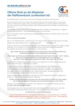 Offener Brief an die Mitglieder der Raiffeisenbank Junkersdorf eG