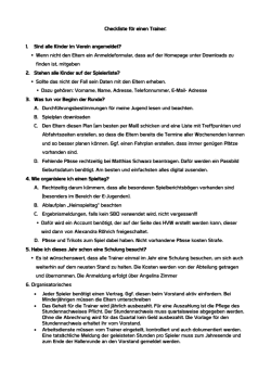 Checkliste für einen Trainer: 1. Sind alle Kinder im Verein