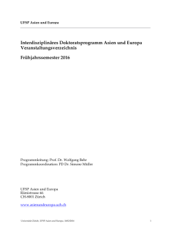 Interdisziplinäres Doktoratsprogramm Asien und Europa