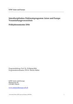 Interdisziplin&auml;res Doktoratsprogramm Asien und Europa