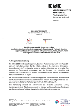 INFOBLATT: Fortbildungskurse f&uuml;r Deutschlehrkr&auml;fte aus Asien
