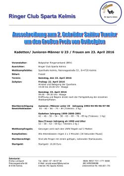 Kadetten/ Junioren-Männer U 23 / Frauen am 23. April 2016