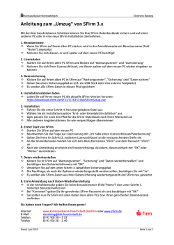 Anleitung zum &bdquo;Umzug&ldquo; von SFirm 3.x