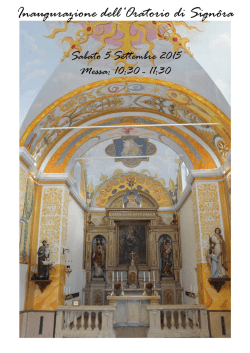 Inaugurazione dell`Oratorio di Sign&ocirc;ra