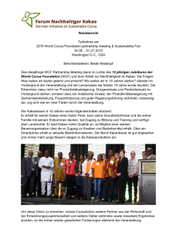 Reisebericht Teilnahme am 2015 World Cocoa Foundation partnership