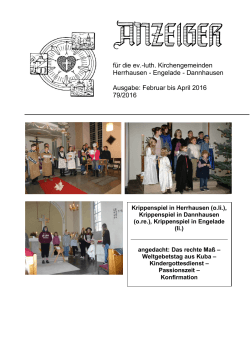 Gemeindebrief Nr. 79 Januar bis April 2016 - Ev.