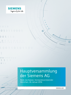 Rede Joe Kaeser: Hauptversammlung der Siemens AG