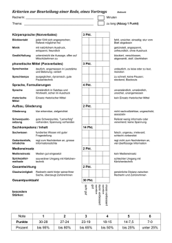 Kriterien zur Beurteilung einer Rede, eines Vortrags