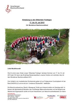 Einladung zu den Silbertaler Festtagen 17. bis 19. Juli 2015