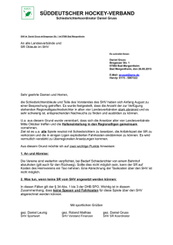 Info Schreiben SHV SR Ansetzungen