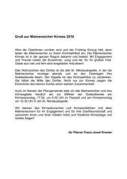 Gru&szlig; zur Malmeneicher Kirmes 2016