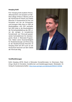 Hansj&ouml;rg Kohli Prof. Hansj&ouml;rg Kohli studierte Filmmu