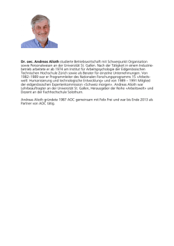 Dr. oec. Andreas Alioth studierte Betriebswirtschaft mit Schwerpunkt