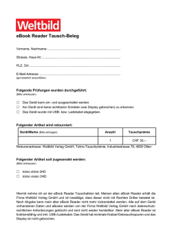 eBook Reader Tausch-Beleg