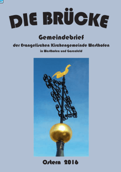 Gemeindebrief - Evangelische Kirchengemeinde Westhofen