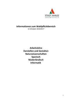 Informationen zum Wahlpflichtbereich Arbeitslehre Darstellen und