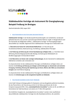 Städtebauliche Verträge als Instrument für