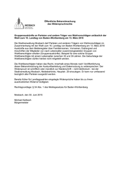 Gruppenausk&uuml;nfte an Parteien und andere Tr&auml;ger von