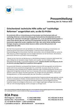 Griechenland: technische Hilfe sollte auf