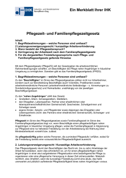 Pflegezeit- und Familienpflegezeitgesetz Ein - IHK Bonn/Rhein-Sieg