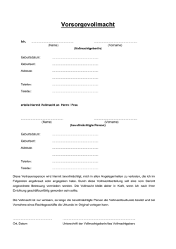 Formular Vorsorgevollmacht